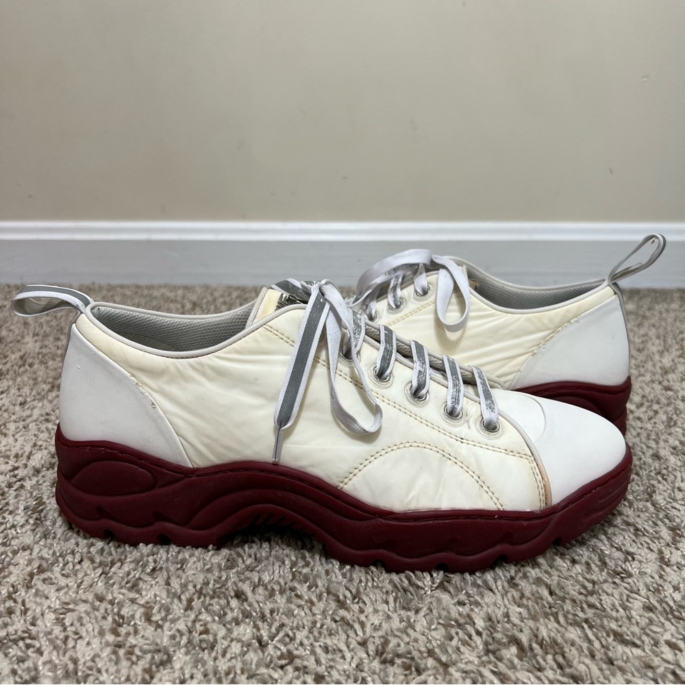 SWEAR London White Distressed Lace Up Chunky Sneakers Red Sole Size 41